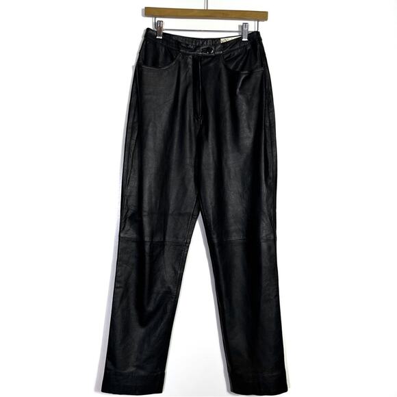 Vintage Excelled Black Leather Pants Size 4 EUC - Picture 1 of 10